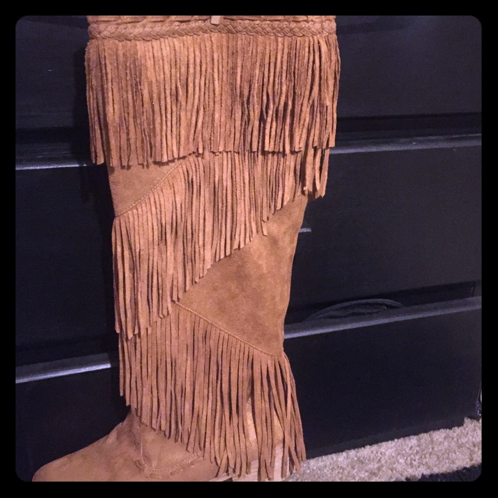 Not Rated Tan Fringe Winter Boots